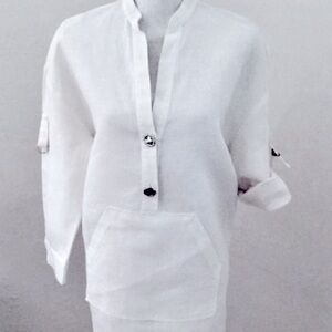 ZARA White Linen Oversized Dress Size S